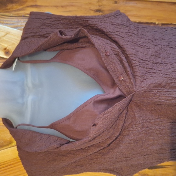 Anthropologie Xl Brown Textured Mini Shirt Dress NWT - Picture 3 of 12